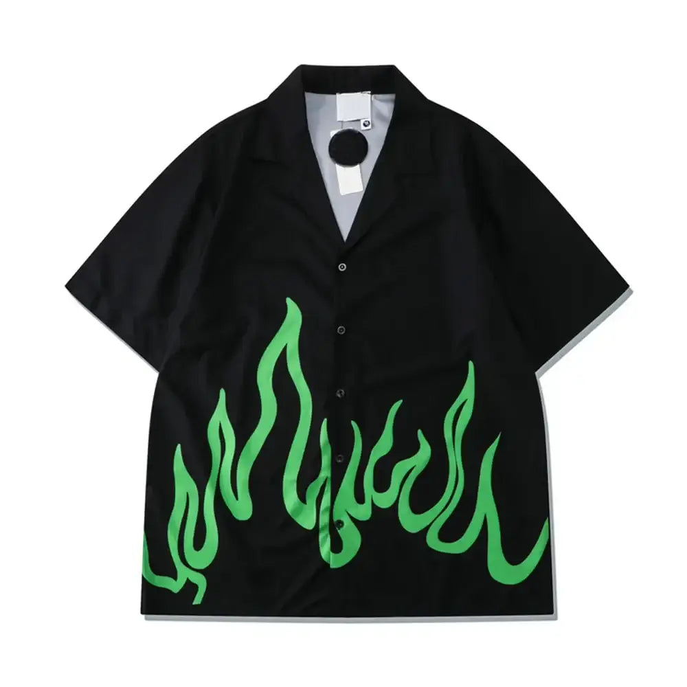 Green Flame Set Shirt and Short for Men / S