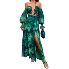 Green Off-Shoulder Spring Dress