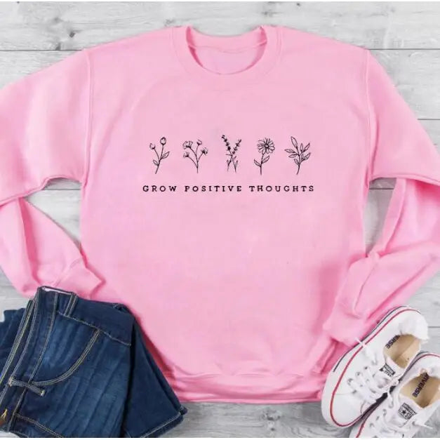 Grow Positive Vegan Sweatshirt - Pink / S - SWEATSHIRT