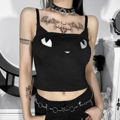 Grunge Aesthetic Crop Top for Casual Streetwear Style Black