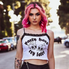 Grunge Aesthetic Crop Top for Casual Streetwear Style White