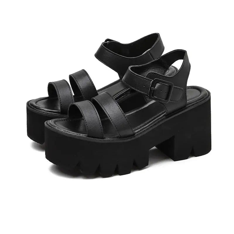 Grunge Black Platform Women Sandals