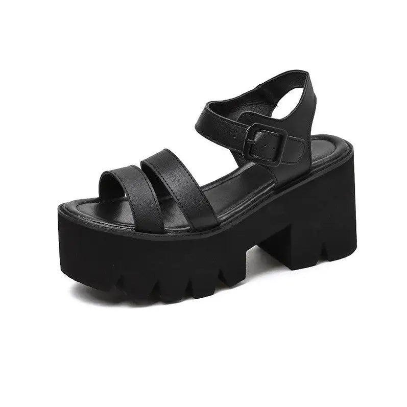 Grunge Black Platform Women Sandals Euro Size