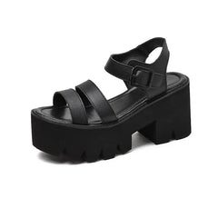 Grunge Black Platform Women Sandals Euro Size