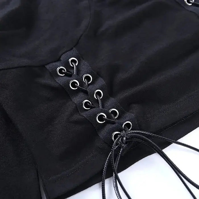 Grunge Hollow Out Long Sleeve Top for Aesthetic Fashion