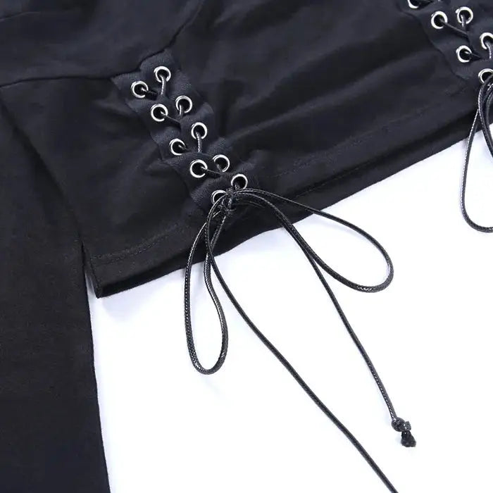 Grunge Hollow Out Long Sleeve Top for Aesthetic Fashion