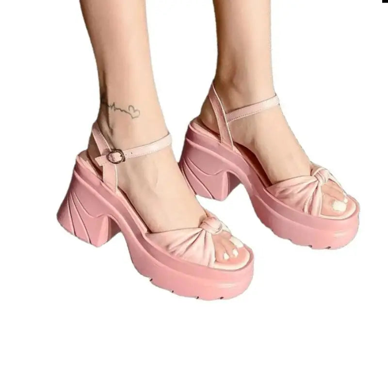 Grunge Platform PU Leather Ankle Strap