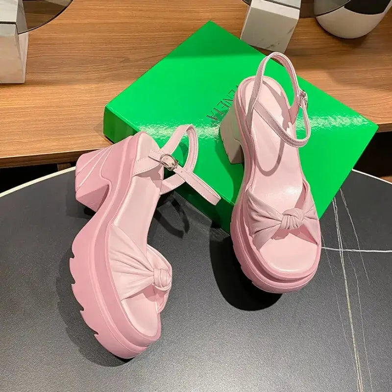 Grunge Platform PU Leather Ankle Strap Shoes Euro Size