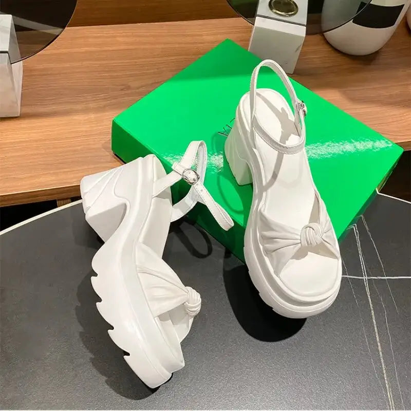 Grunge Platform PU Leather Ankle Strap Shoes Euro Size