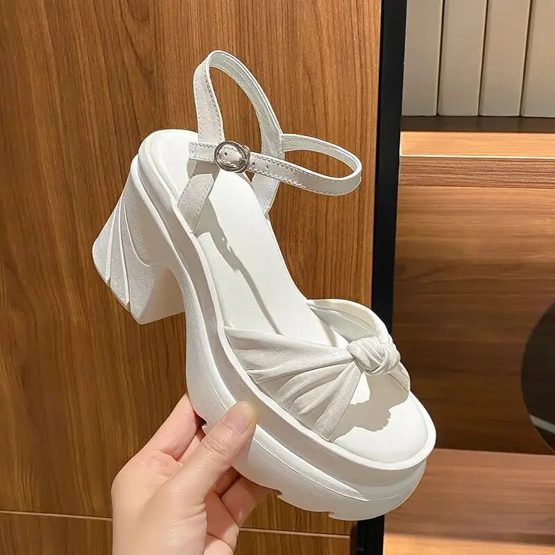 Grunge Platform PU Leather Ankle Strap Shoes Euro Size