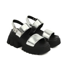 Grunge Platform PU Leather Slingback Ankle Strap