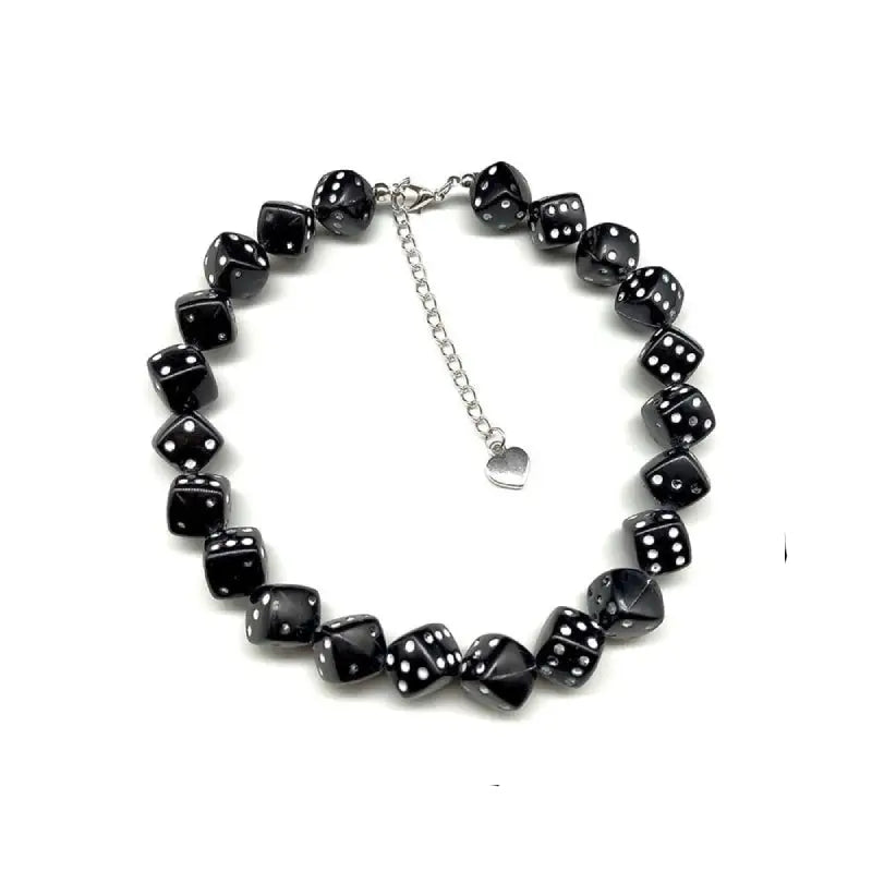 Grunge Retro Dice Necklace with Multilayer Chain black
