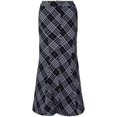 Gusty New Pure Desire Style Temperament Striped Grid Temperament Fishtail Skirt High Waist Slimming Versatile Patchwork Length Skirt