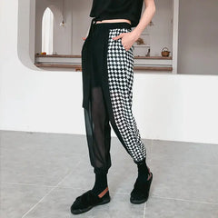 Half Black And Color Breathable Ankle-Tied Pants