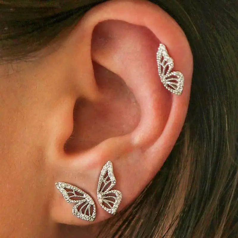 Half Butterfly Stud Earrings for Everyday Wear
