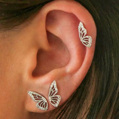 Half Butterfly Stud Earrings for Everyday Wear