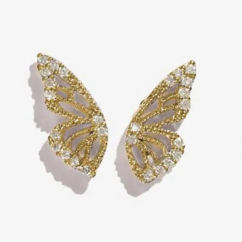 Half Butterfly Stud Earrings for Everyday Wear Gold