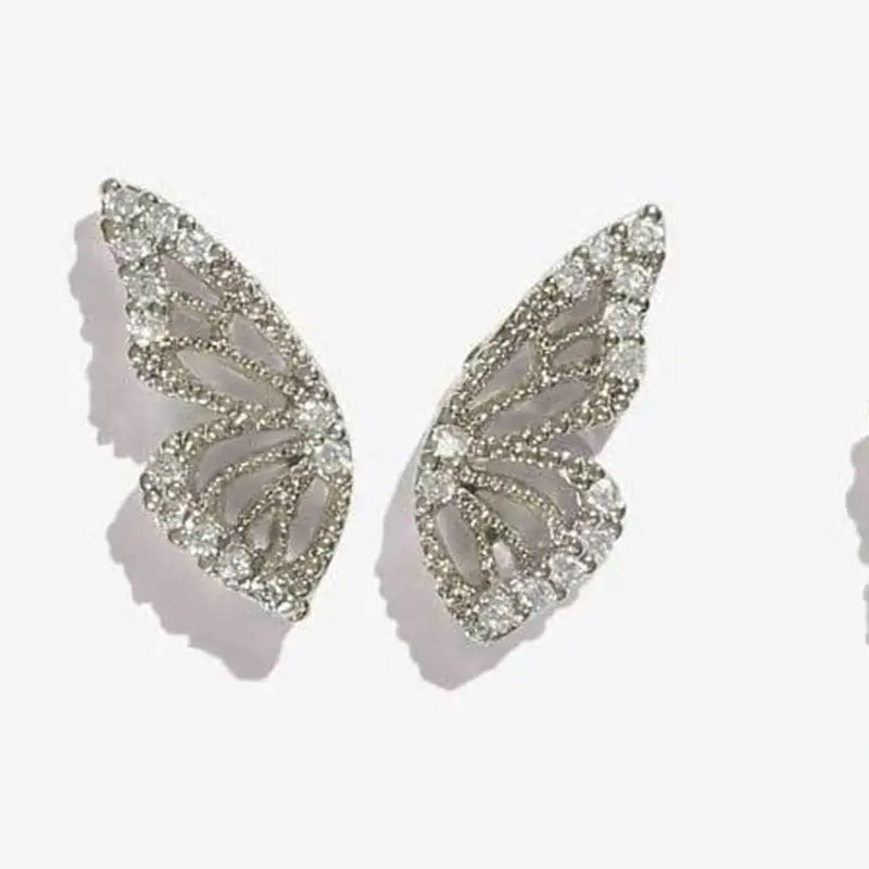 Half Butterfly Stud Earrings for Everyday Wear Silver