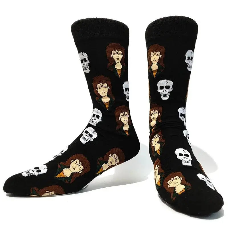 Halloween Funky Print Socks - Black. / 39-45