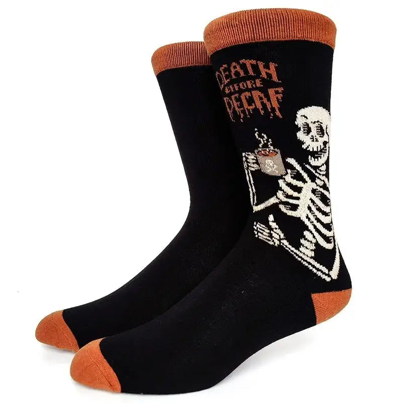Halloween Funky Print Socks - Black - Orange / 39-45
