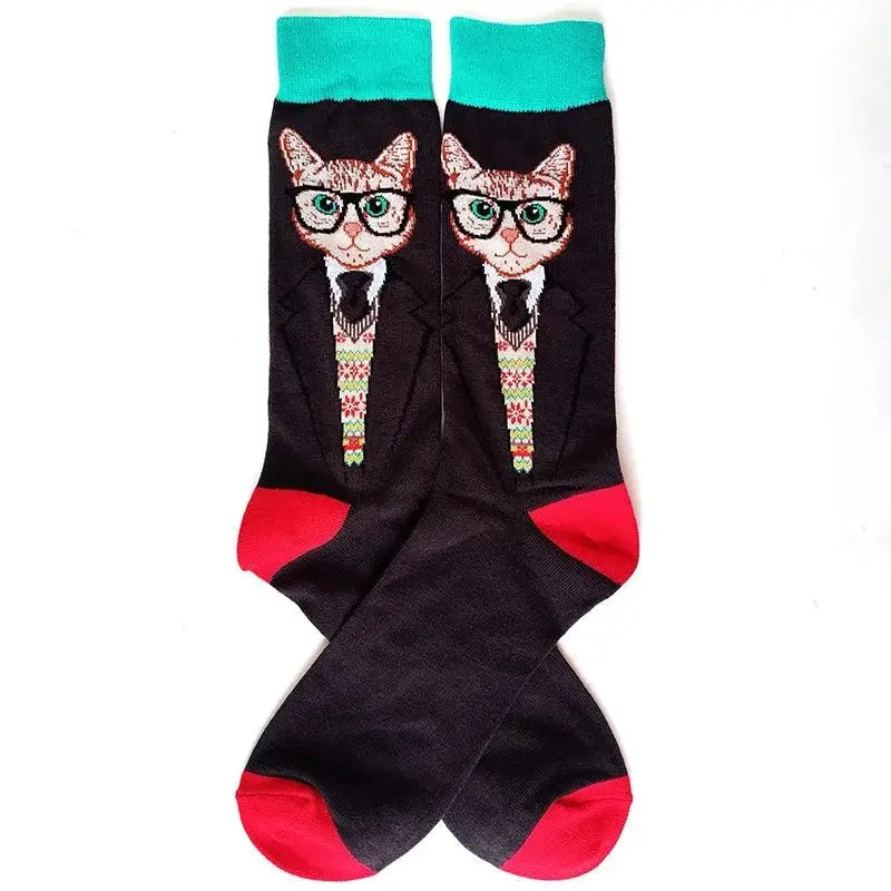 Halloween Funky Print Socks for Adults Black - Turquoise