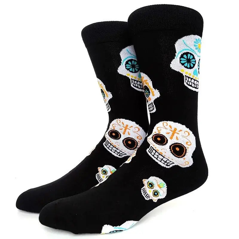 Halloween Funky Print Socks for Adults Black - White / 39-45