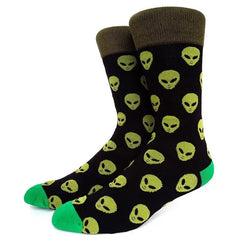 Halloween Funky Print Socks for Adults Black - Yellow