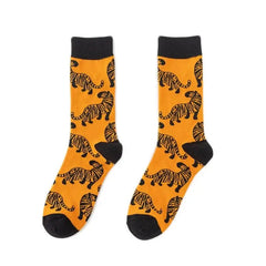 Halloween Funky Print Socks for Adults Orange - Black