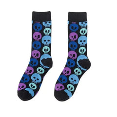 Halloween Funky Print Socks for Adults Purple - Blue / 39-45