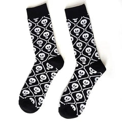 Halloween Funky Print Socks for Adults White - Black / 39-45