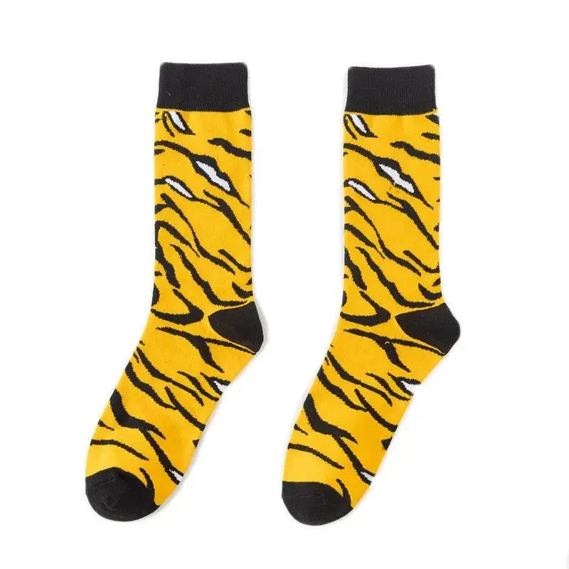 Halloween Funky Print Socks for Adults Yellow - Black