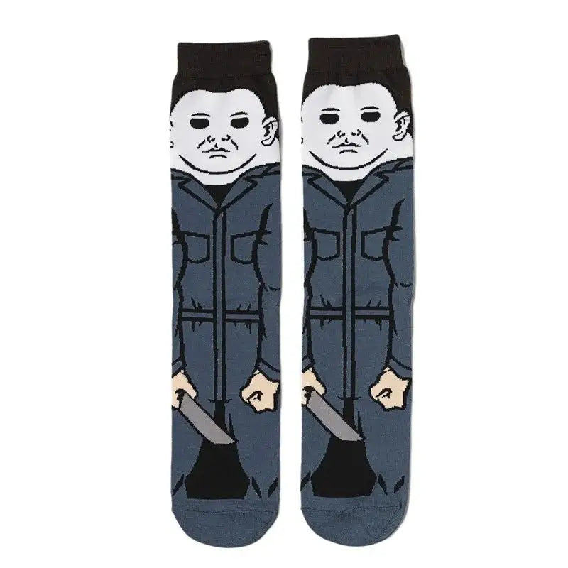 Halloween Funky Print Socks - Gray - Blue / 39-45