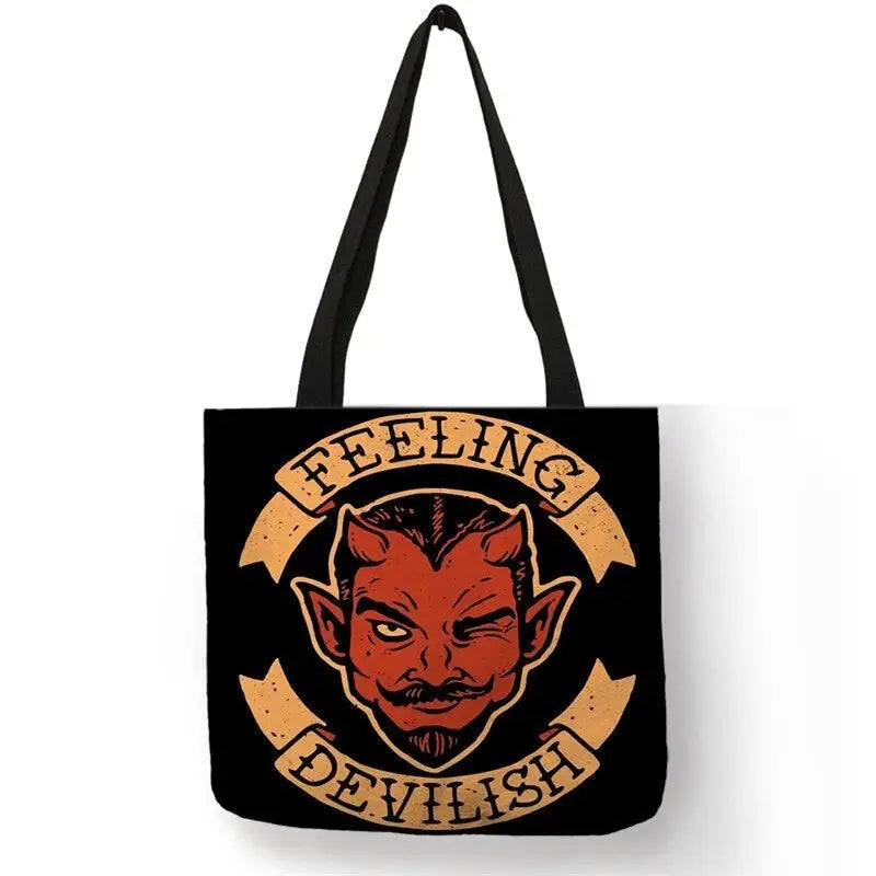 Halloween Large Capacity Eco Reusable Shopping Bag Orange