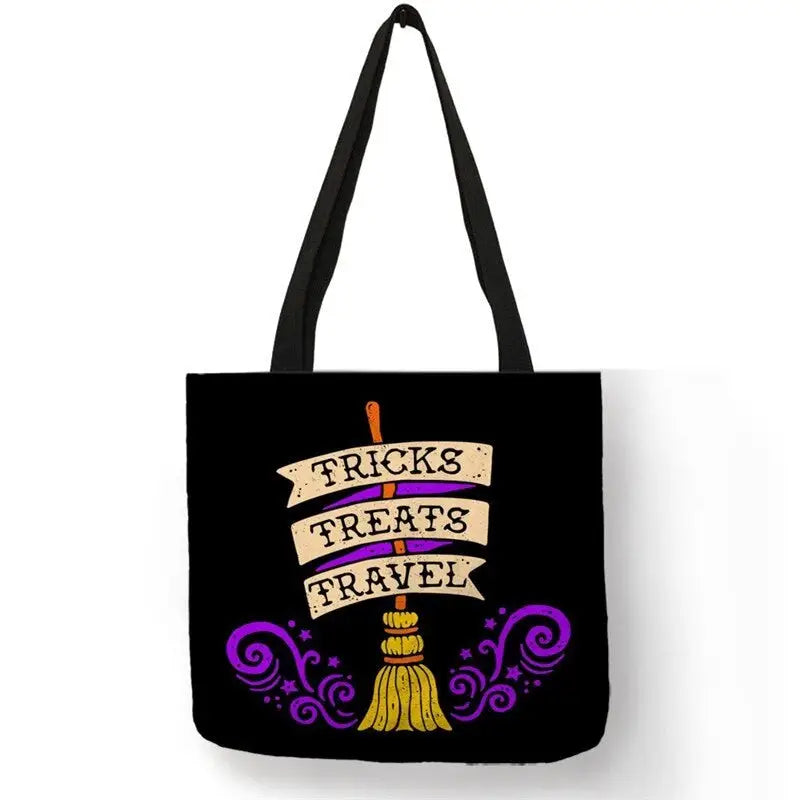 Halloween Large Capacity Eco Reusable Shopping Bag Purple