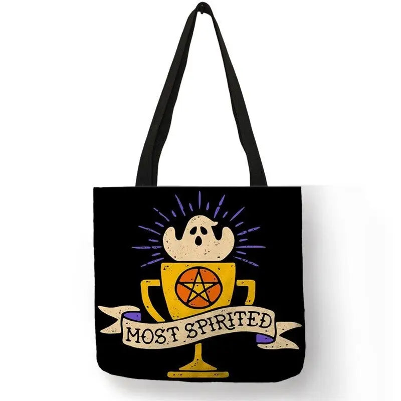 Halloween Large Capacity Eco Reusable Shopping Bag Yellow.