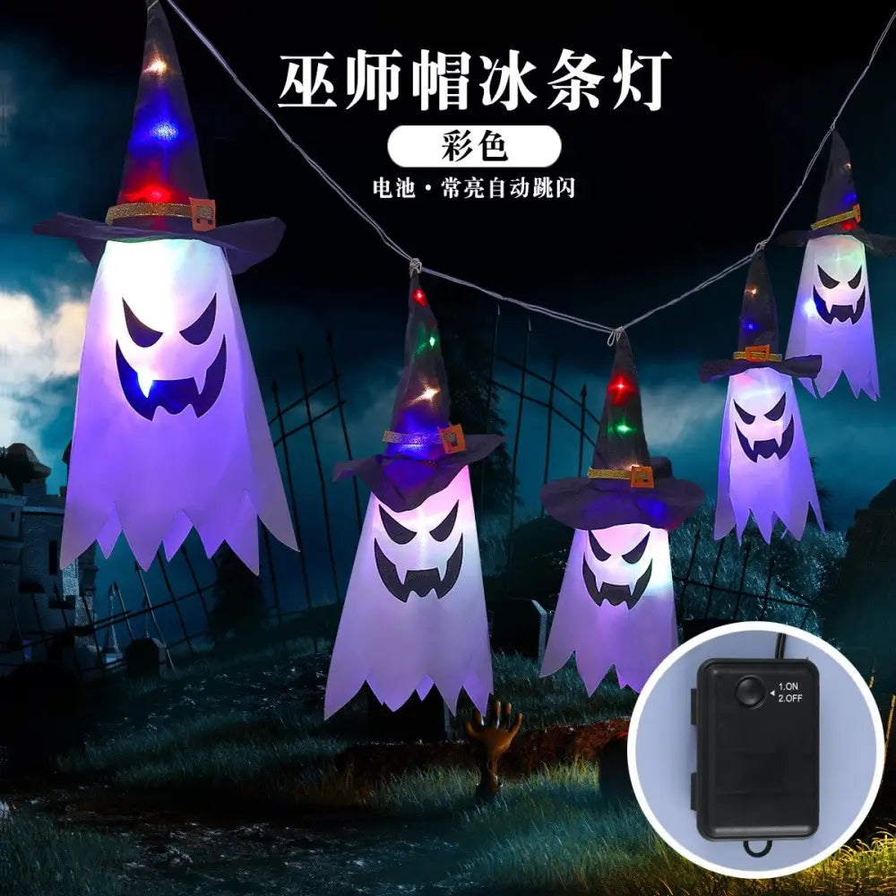 Halloween Light Wizard Hat Pendant Ghost Decorate