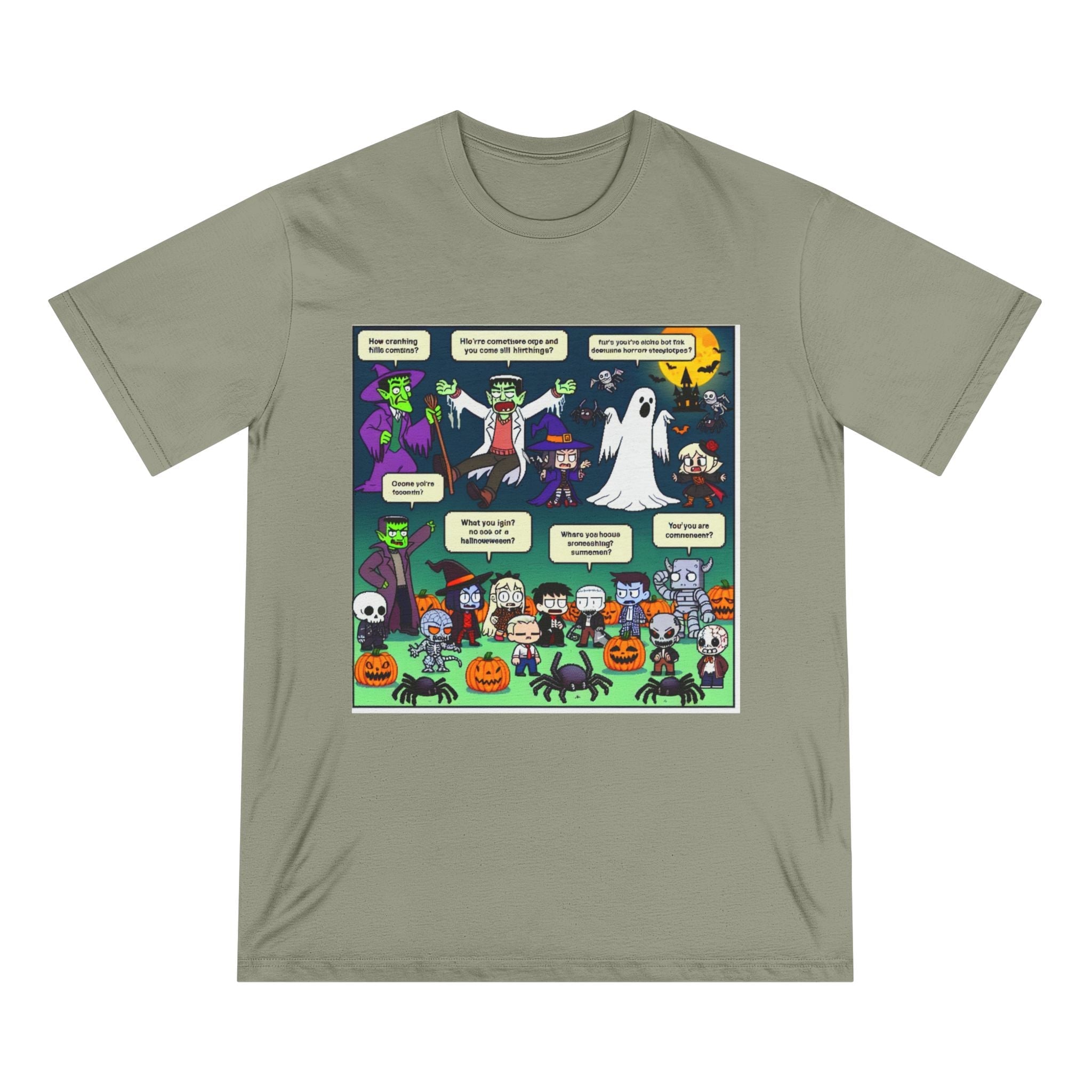 Halloween Meme T Shirt with Classic Icons Eucalyptus / XS