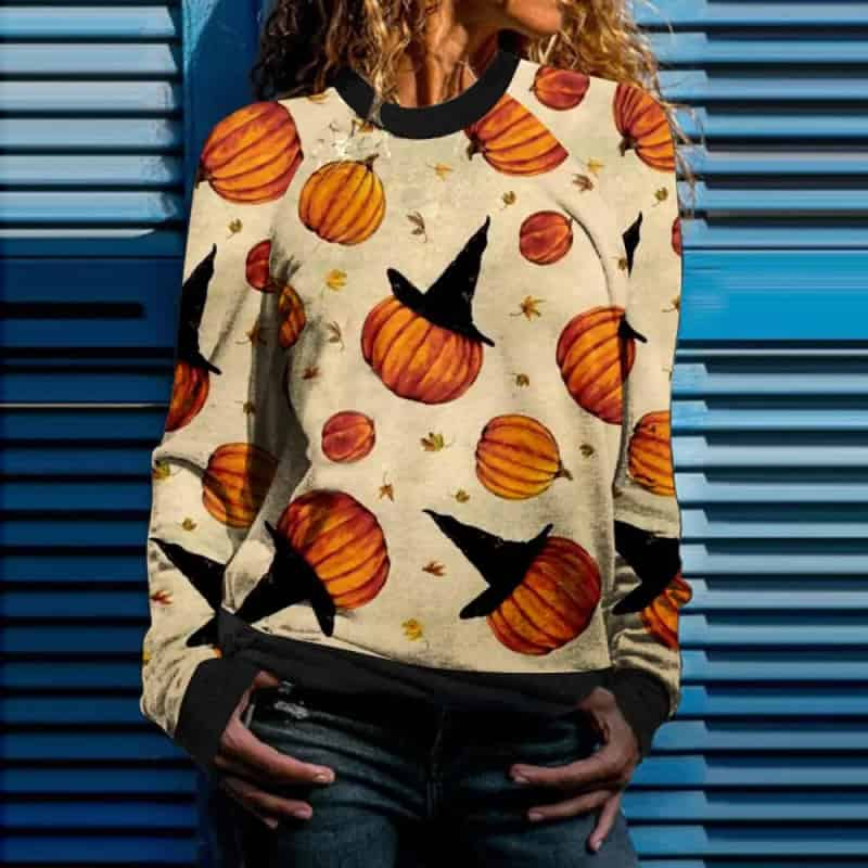 Halloween Print Long Sleeve Sweatshirt