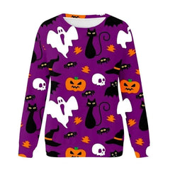 Halloween print round neck sweatshirt