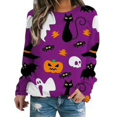 Halloween print round neck sweatshirt