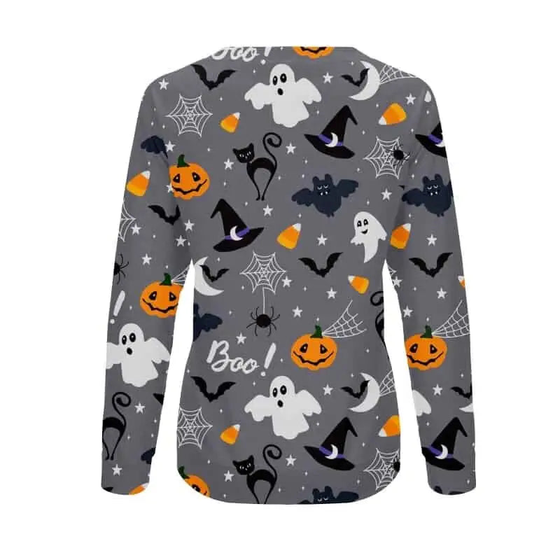 Halloween print round neck sweatshirt