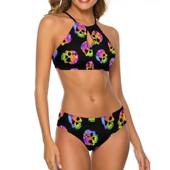 Halloween Skull Ombre High Leg Bikini