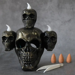 Halloween Smoke Horror Skull Head Lamp - Dark gold
