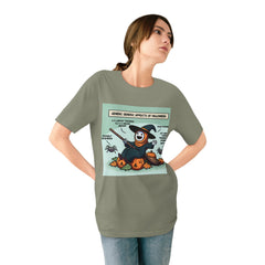 Halloween T-Shirt Mystic Moonlight Witch in Leaf Pile