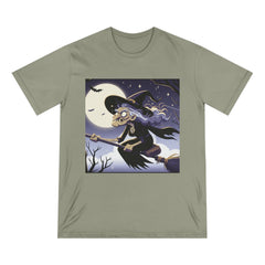 Halloween T-Shirt with Funny Witch Design Eucalyptus / XS