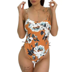 Halter Floral Print One Piece Fullcolor Swimsuit Exact
