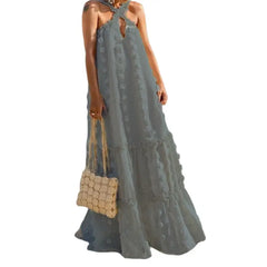 Halter Neckline Bohemian Maxi Dress for Day or Evening Wear