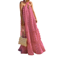 Halter Neckline Bohemian Maxi Dress for Day or Evening Wear