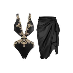 Halterneck Waist Cutout One Piece Swimsuit