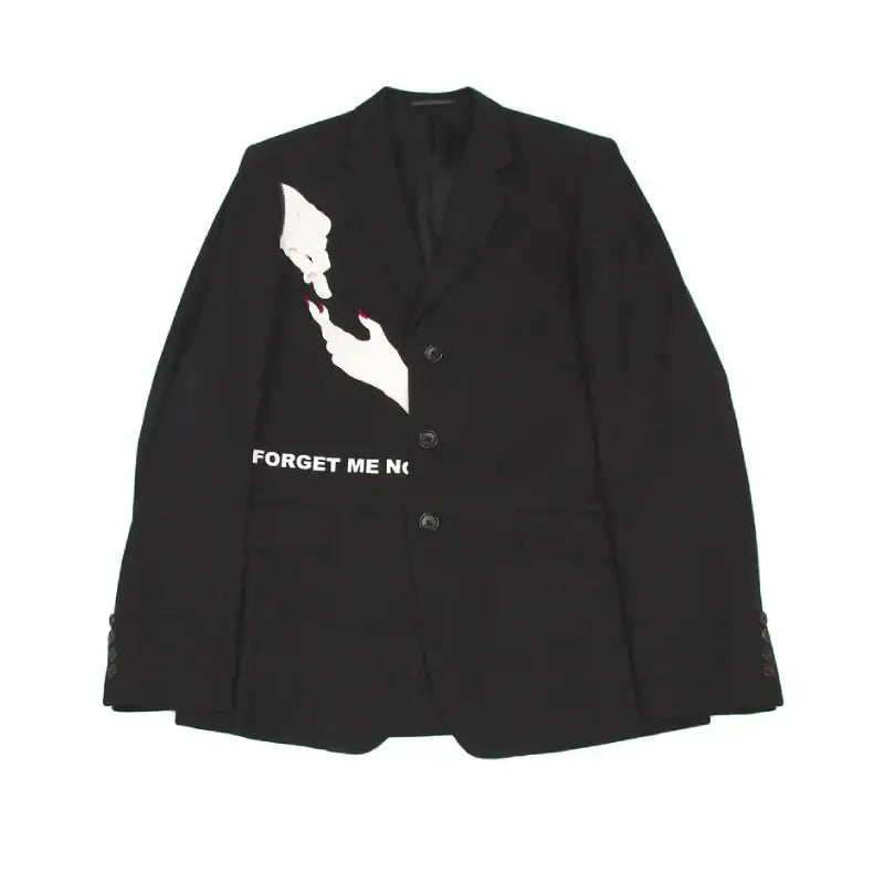Hand Embroidered Wool Suit Jacket for Men Black / S